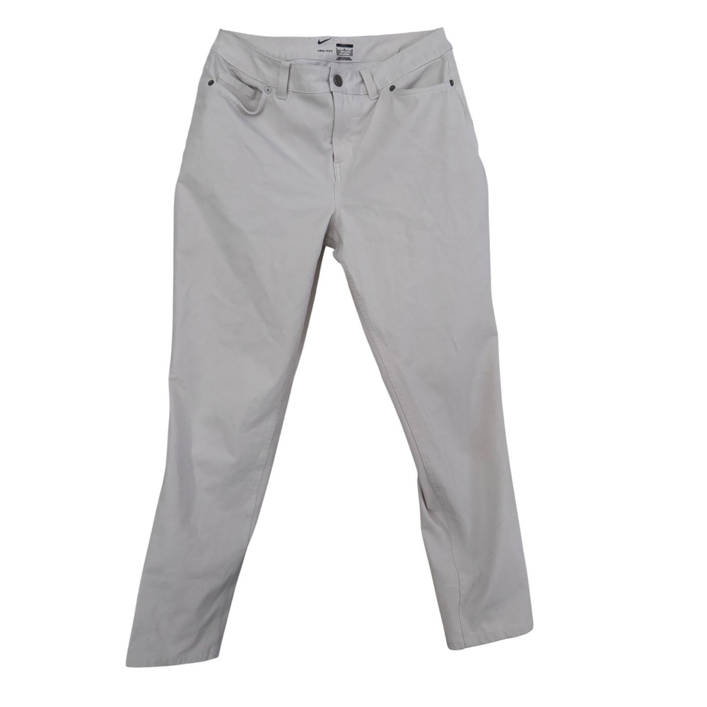 Nike Slim‎ Fit Golf Pants Mid Rise Dri-Fit Zip Fly Beige Womens Size M
